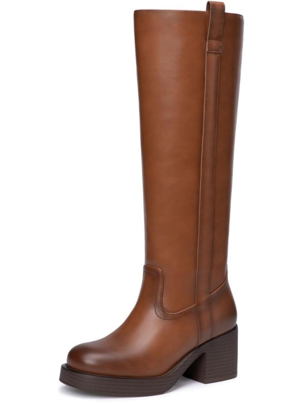 Chic Knee High Chunky Riding Boots for Women - Round Toe, Stylish & Comfortable
